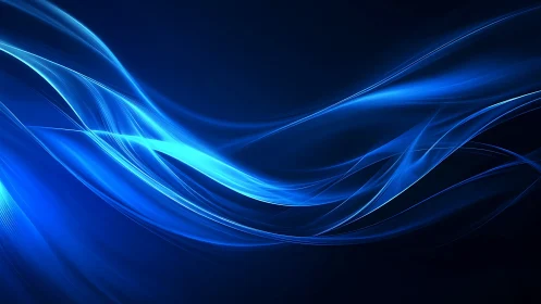 Blue luminous waveforms intersect dark background field