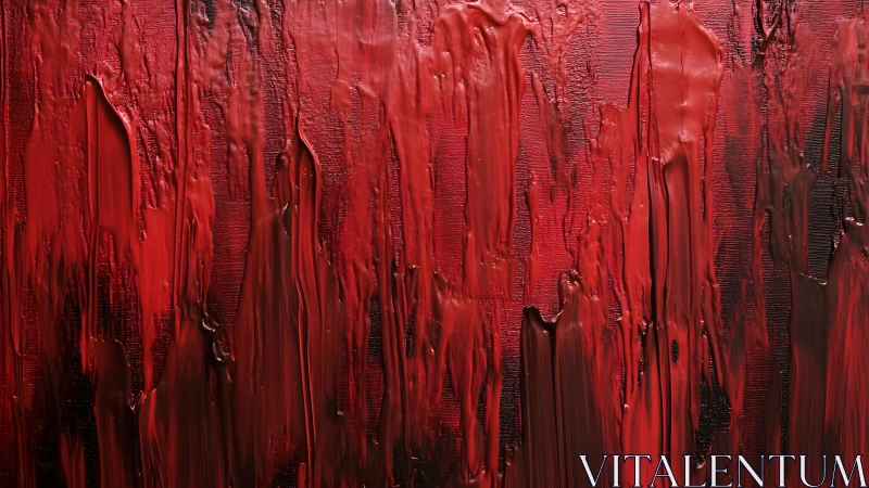 Bold Red Abstract Painting with Thick Texture and Dramatic Streaks.