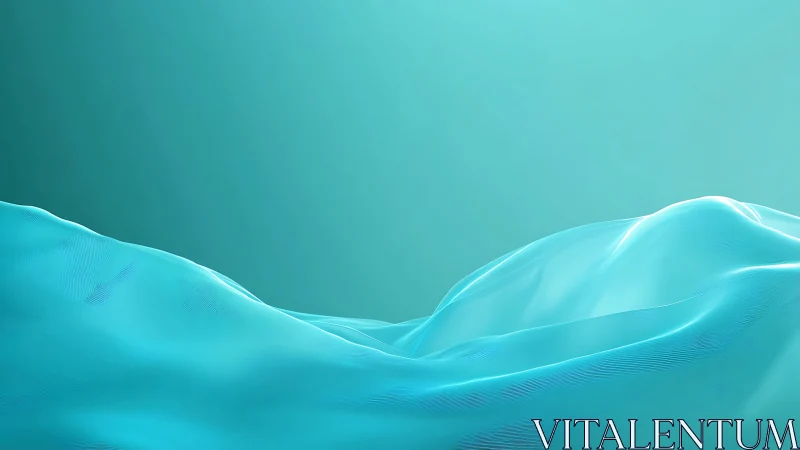 Cyan volumetric waveforms form smooth low-poly terrain gradients