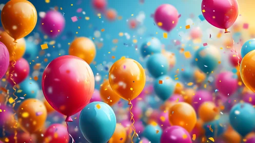 Three-dimensional rendering of suspended spheres with particle effects.