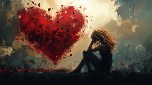 Expressive digital painting of heartbreak and emotional isolation.