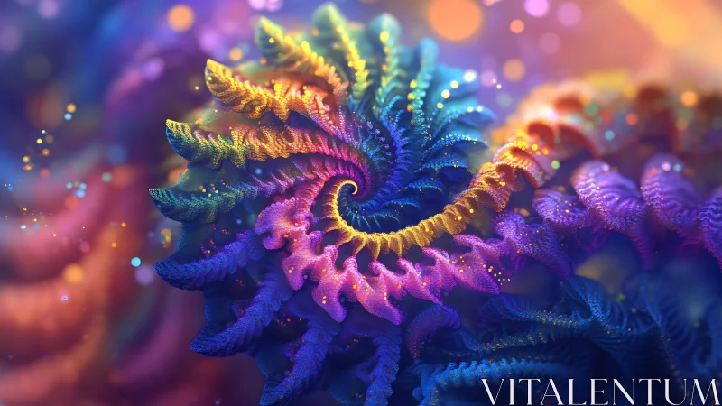 Chromatic spiral reefs swirl through luminous dreamspace.