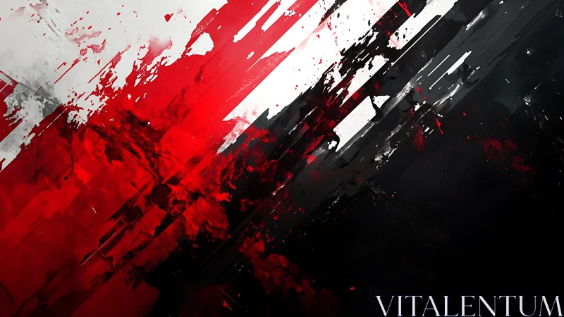 Dynamic Abstract Art in Red, Black, and White Brushstrokes.
