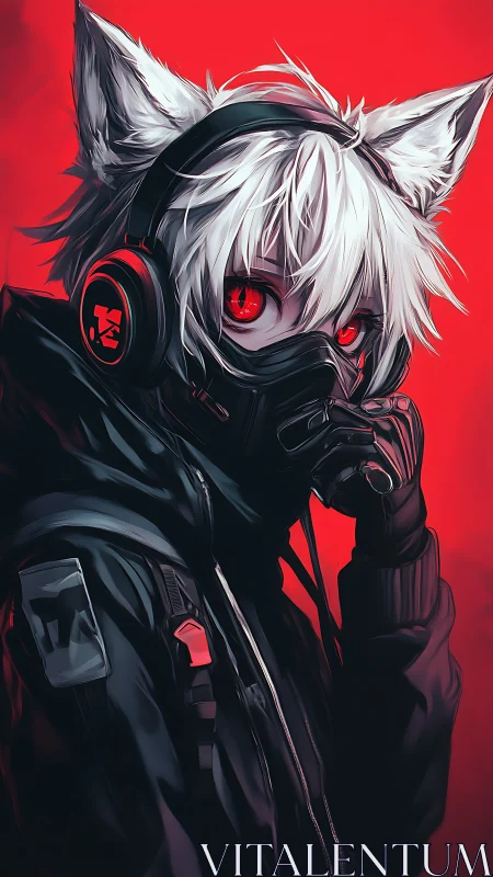 Neon fox-eared gamer wrapped in midnight street style.