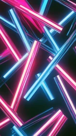 Interlaced neon light tubes form high-contrast cyan magenta lattice