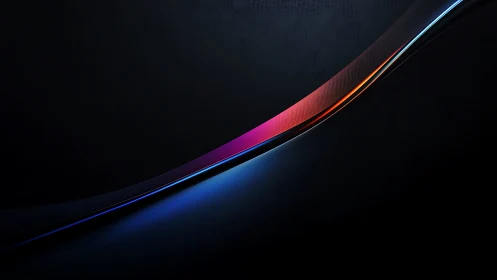 Curved neon gradient arc sweeps across deep black digital field