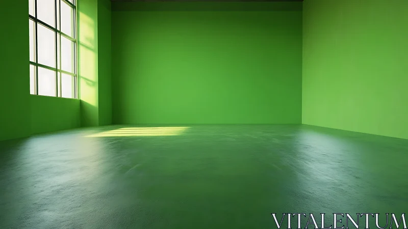 Monochromatic green interior volume with grazing daylight planes.