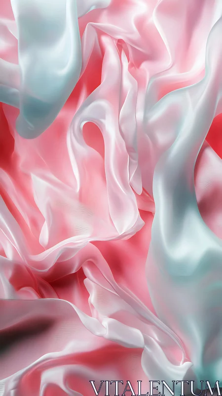 Silky folds of pink and teal fabric flow in soft light