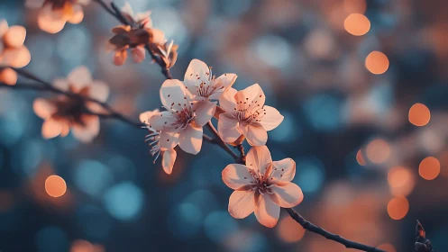 Delicate Blossoms Glowing Against Bokeh Backdrop.