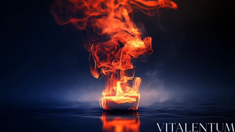 Luminous Fire Sculpture Against Midnight.