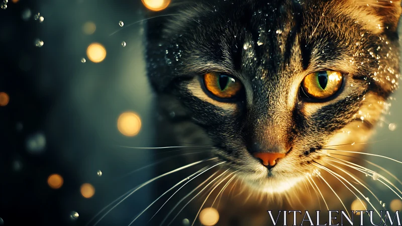 Tabby Cat Portrait with Golden Luminescence and Bokeh Depth of Field