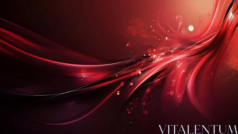 Abstract Red Wave Digital Art with Glowing Light Effects.