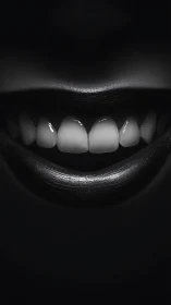 Nocturnal grin carved from shadow and porcelain light.