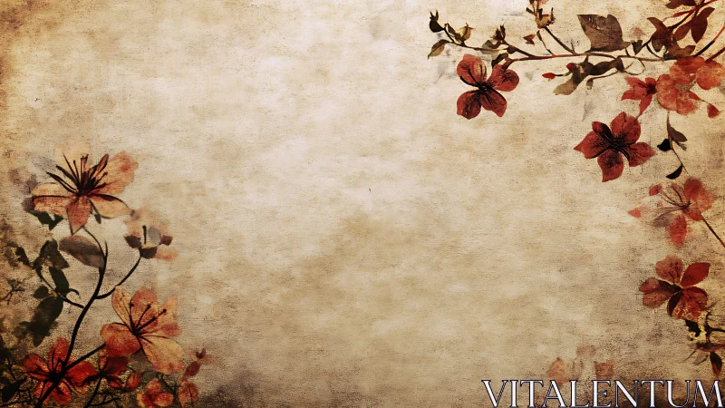 Floral silhouettes frame a textured beige background evenly