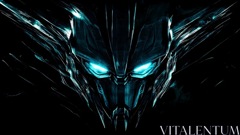 Cybernetic raptor mask with bioluminescent optical cores.