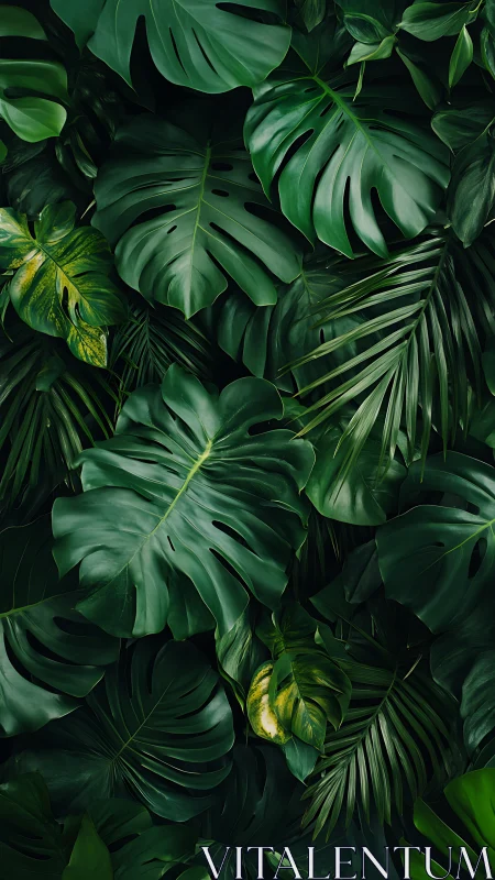 Jungle leaves whisper secrets in a glossy emerald chorus