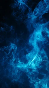 Electric blue smoke curls upward like underwater lightning