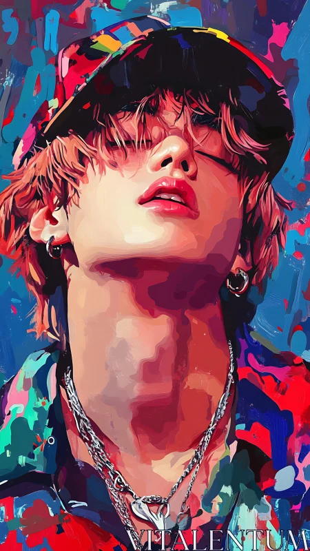 Neon-slick portrait of a rebel dreamer in electric color storm.