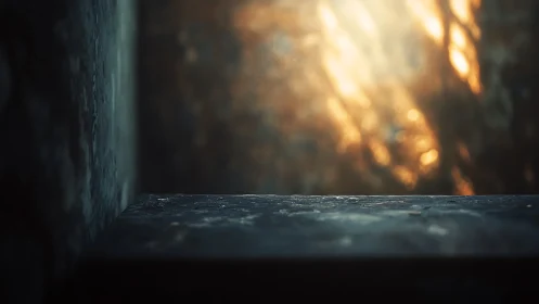 Soft morning light spills gently across a quiet stone ledge