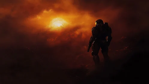 Armored exoplanet explorer surveys lava horizon under dense storm