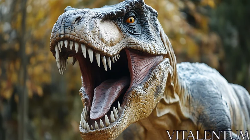 Predatory theropod close-up with detailed cranial morphology.