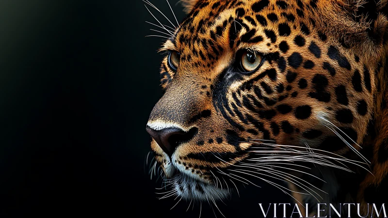 Side profile portrait of leopard in high contrast lighting