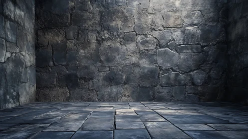 Aged stone chamber rendered with high-detail PBR masonry surfaces