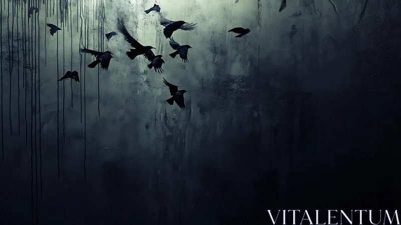 Midnight birds carving quiet paths through rainy darkness.