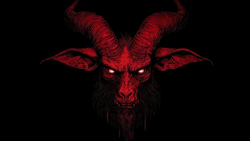 Infernal horned demon portrait blazing from voided night.