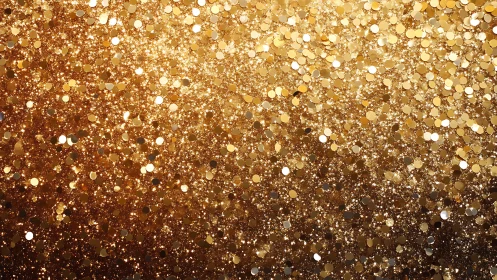 Specular golden glitter field with dense bokeh scattering.