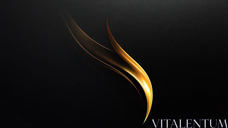 Golden flame curve on deep black modern background.