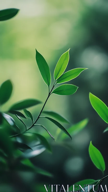 Gentle green leaves resting in soft forest daylight.