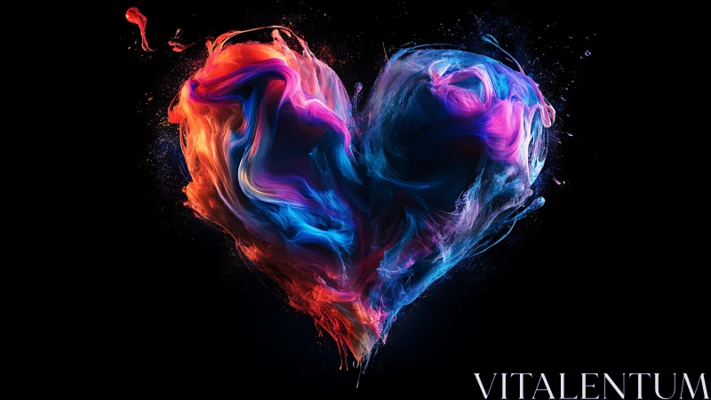 Neon Heart: Flowing Fire and Ice Fusion