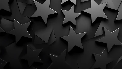 Gleaming black stars drift softly across a midnight surface