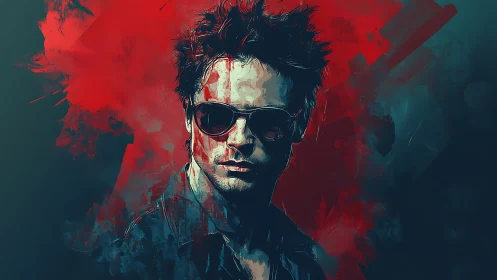 Bold portrait of a man in sunglasses framed by vivid color