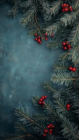 Winter fir branches frame a festive, frosted backdrop