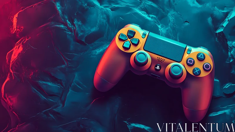 Gaming Power in Neon: PS4 Controller's Glowing Moment.