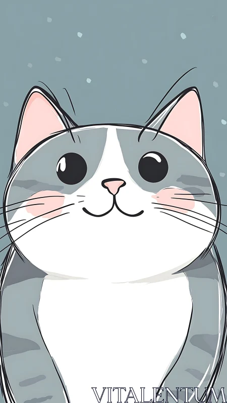 Whimsical Cat Dreams: Charming Feline Portrait with Snowfall Magic