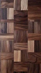 Warm walnut wood panels create a cozy geometric rhythm