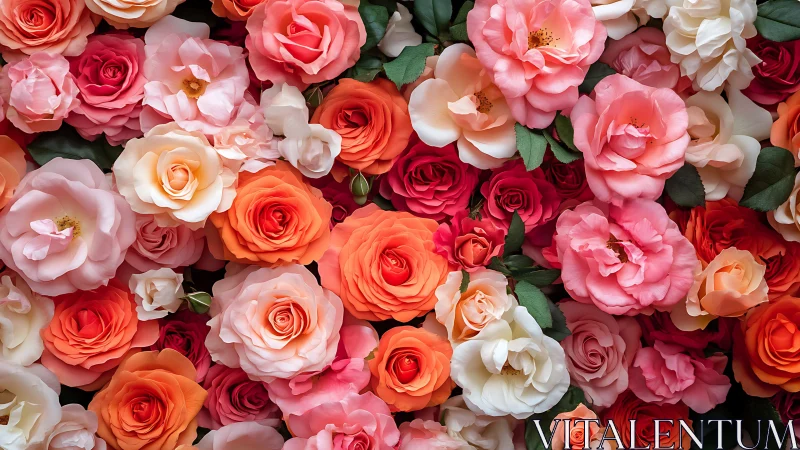 Vibrant Garden of Roses in Full Bloom.