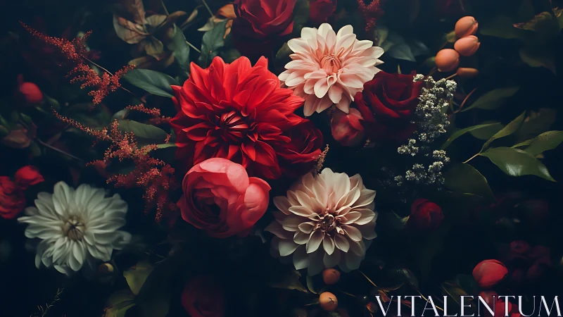 Luxe Floral Arrangement with Deep Tonal Contrast and Rich Botanical Layering