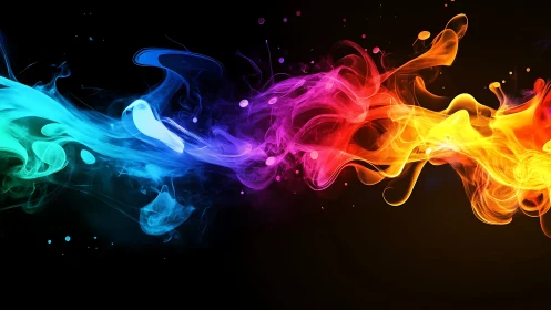 Prismatic smoke river ignites neon color across darkness.