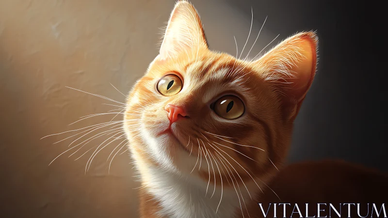 Digital painting of orange tabby cat with golden eyes