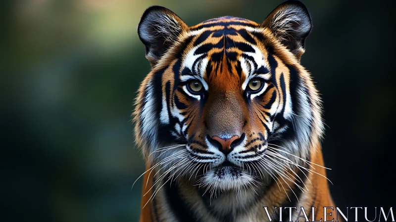 Steady tiger gaze welcomes viewers into wild, vivid beauty