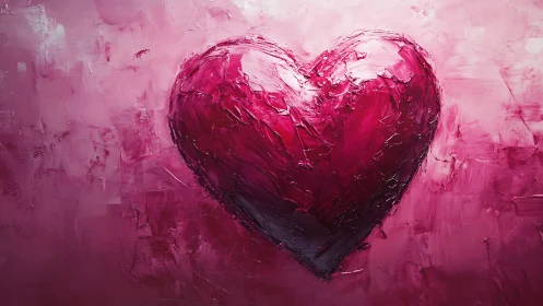 A Heart's Passionate Embrace in Bold Crimson Hues.