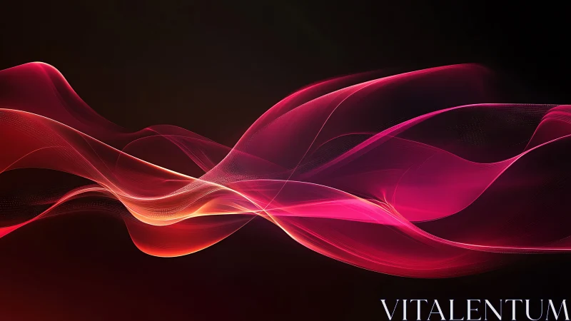 Crimson light waves forming fluid abstract energy ribbons.