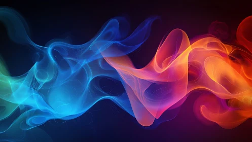 Chromatic energy waves swirling across deep black void.