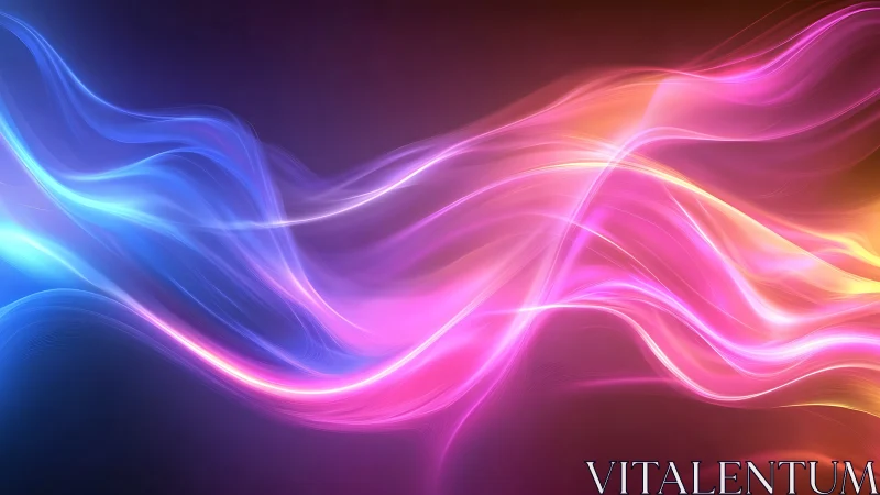 Neon ribbons of light dance across a cosmic twilight field.