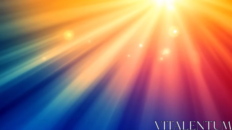 Radiant sunbeams stream through a vivid color gradient