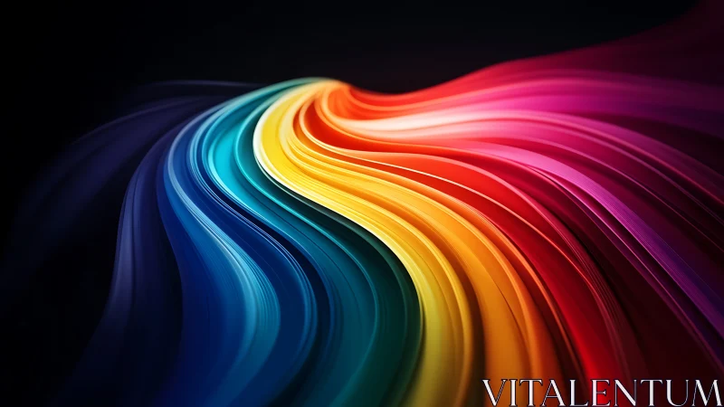 Sweeping luminous color ribbons flow across a dark void.